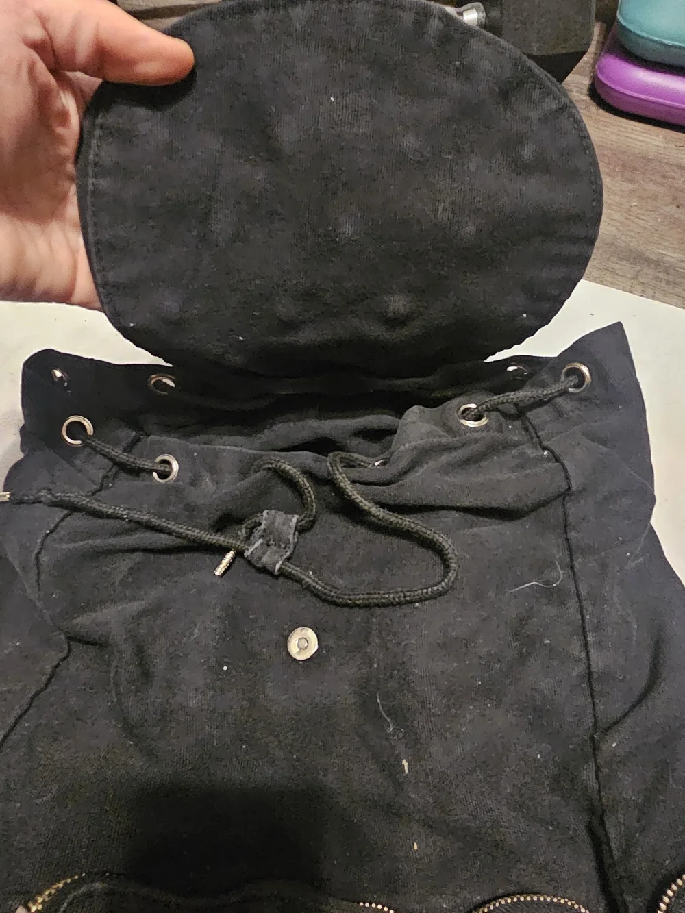 PINK Victoria's Secret Black Canvas Studded Drawstring Backpack